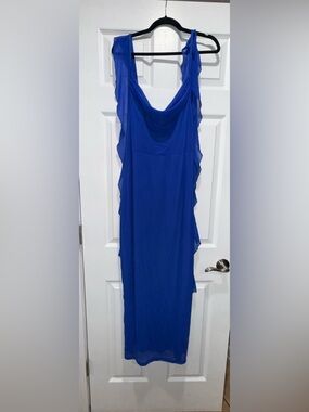 Royal Blue Sleeveless Chiffon Maxi Dress
